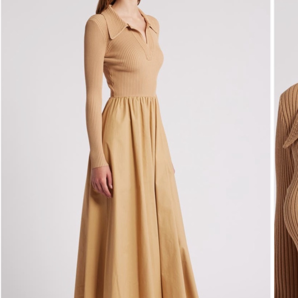 Moon River midi dress, khaki color